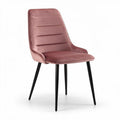 Chaise en velours rose avec pieds en métal noir pour salle à manger 45 x 50 x 90cm