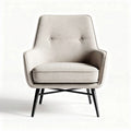 Fauteuil en tissu beige avec pieds en métal noir dimensions 80 x 75 x 90cm