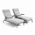 Chaise longue en aluminium gris avec coussins et accoudoirs en bois 190 x 70 x 40cm