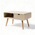 Table basse en bois de chêne avec tiroir et compartiment ouvert 100 x 60 x 40cm