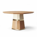 Table ronde en bois de chêne avec base en métal doré dimensions 100 x 100 x 75cm