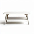 Table basse moderne en bois blanc avec étagère de rangement 120 x 60 x 45cm