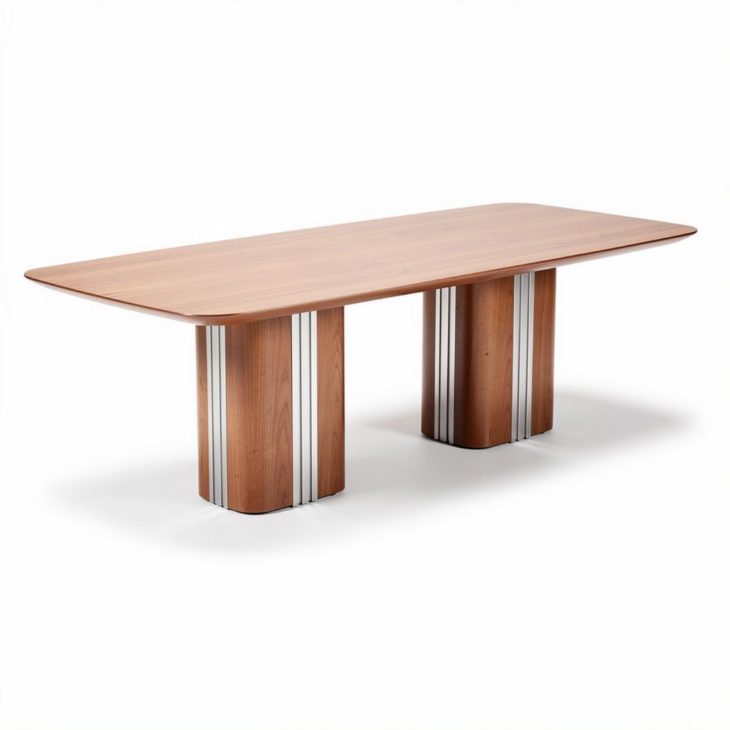 Table rectangulaire en bois avec pieds en acier inoxydable 200 x 100 x 75cm