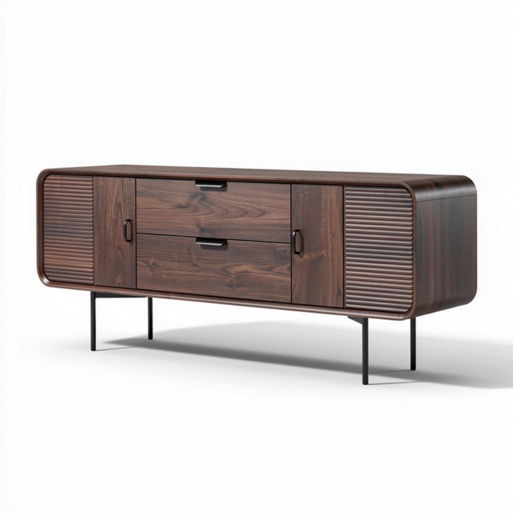 Meuble TV en bois noir avec tiroirs de rangement dimension 150 x 40 x 60cm