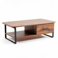 Table basse en bois avec tiroir noir 120 x 60 x 45cm pour salon