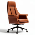 Fauteuil de bureau en cuir marron avec base pivotante et roulettes 80 x 75 x 110cm