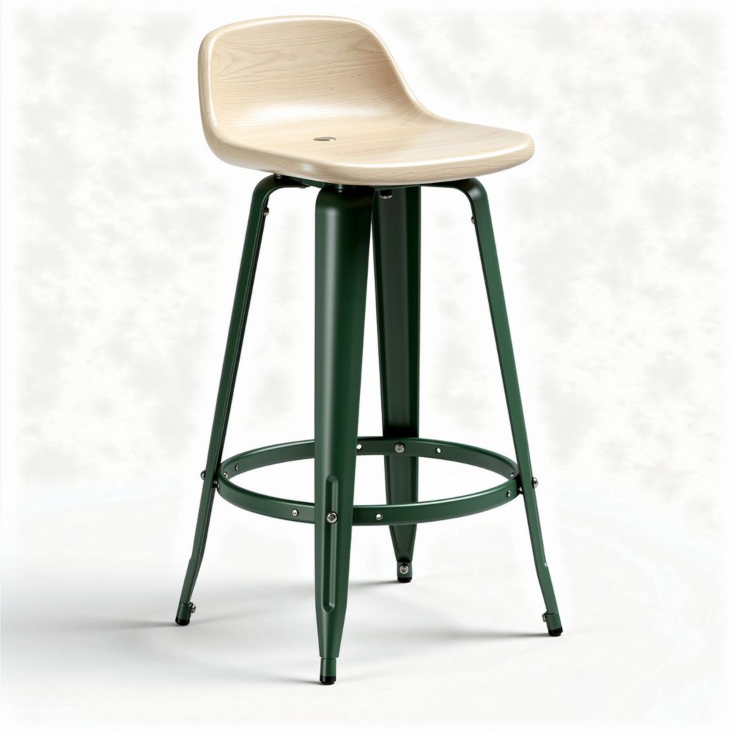 Tabouret de bar en bois et métal vert 45 x 45 x 75cm pour cuisine